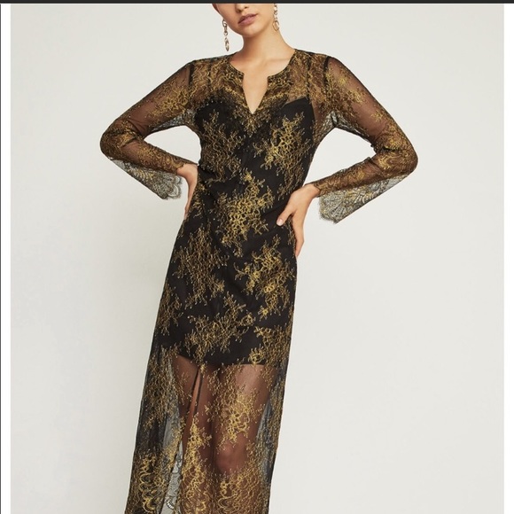 BCBGMaxAzria Dresses & Skirts - NWT BCBG Max Azria Olivia Metallic Gold Maxi Dress
